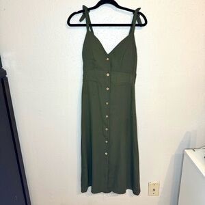 Haute Monde Olive Green Midi Dress